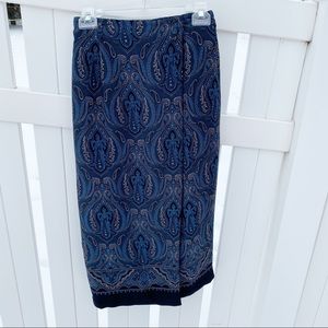 💋3/$20💋VTG Jones NY Blue Tan Paisley Wrap Maxi Skirt